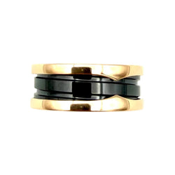 Bague Bandeau BULGARI "B.Zéro1" en or rose et céramique - Castafiore