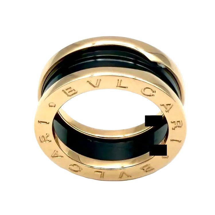 Bague Bandeau BULGARI "B.Zéro1" en or rose et céramique - Castafiore