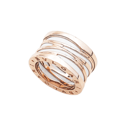Bague Bandeau BULGARI "B.Zéro1" en or rose et céramique - Castafiore