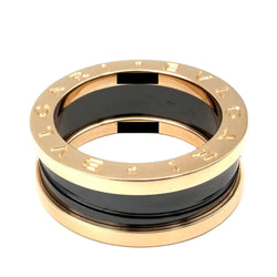 Bague Bandeau BULGARI "B.Zéro1" en or rose et céramique - Castafiore