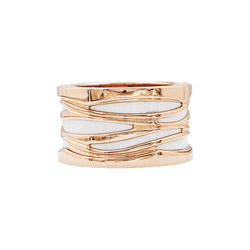 Bague Bandeau BULGARI "B.Zéro1" en or rose et céramique - Castafiore