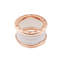 Bague Bandeau BULGARI "B.Zero1" GM en or rose et céramique - Castafiore