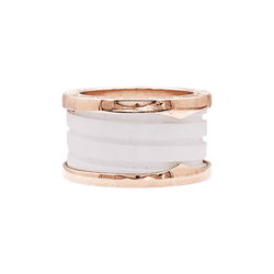 Bague Bandeau BULGARI "B.Zero1" GM en or rose et céramique - Castafiore