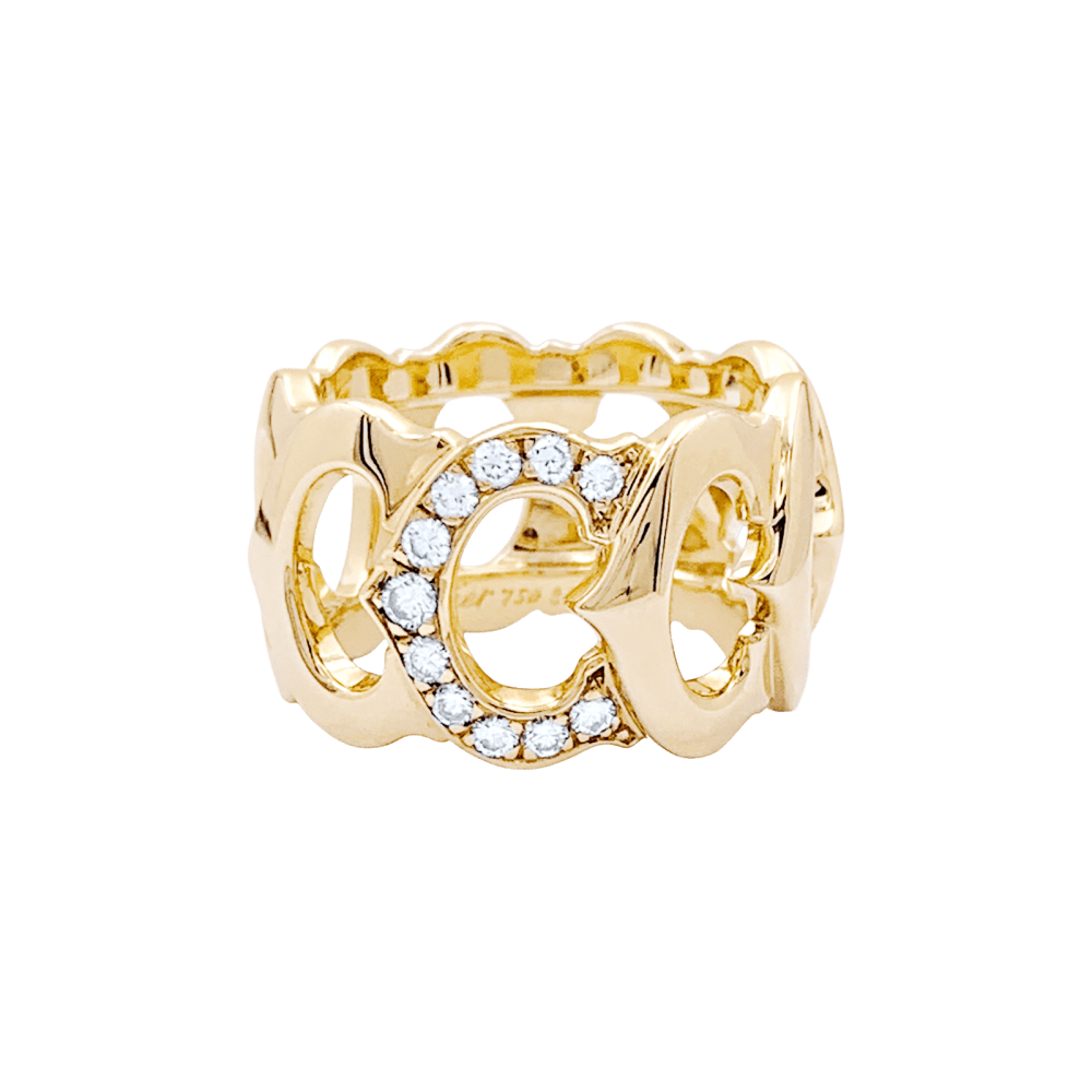 Bague Bandeau CARTIER "C de Cartier" en or jaune et diamants - Castafiore