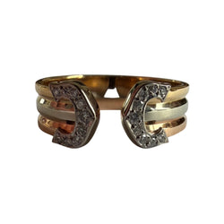 Bague Bandeau CARTIER "C de Cartier" PM en or blanc, or jaune, or rose et diamants - Castafiore