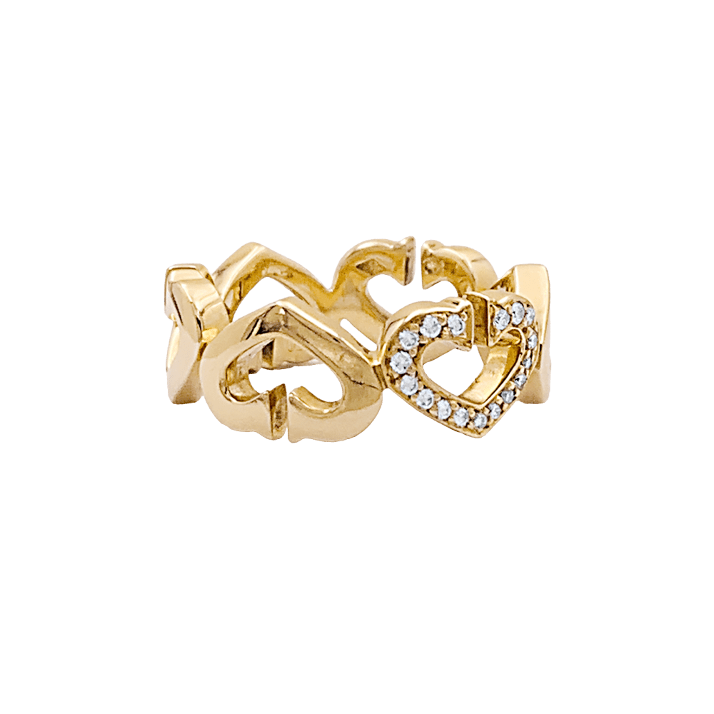 Bague Bandeau CARTIER "Coeurs C" en or jaune et diamants - Castafiore