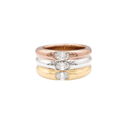 Bague Bandeau CARTIER "Ellipse" en or blanc, or jaune, or rose et diamant - Castafiore