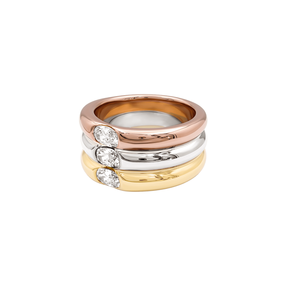 Bague Bandeau CARTIER "Ellipse" en or blanc, or jaune, or rose et diamant - Castafiore