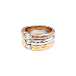 Bague Bandeau CARTIER "Ellipse" en or blanc, or jaune, or rose et diamant - Castafiore