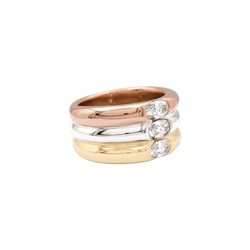 Bague Bandeau CARTIER "Ellipse" en or blanc, or jaune, or rose et diamant - Castafiore