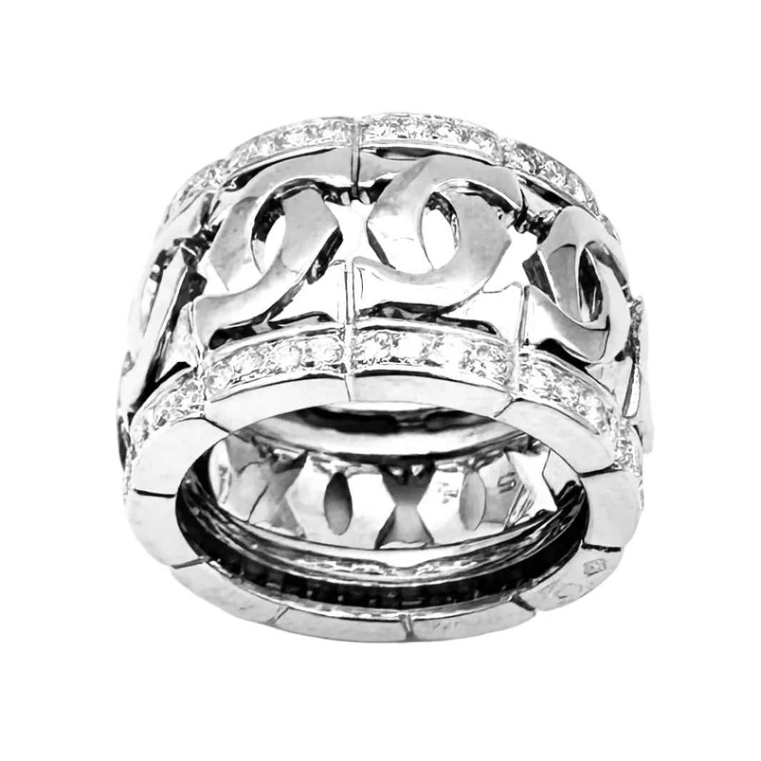 Bague Bandeau CARTIER "Entrelacé" en or blanc et diamants - Castafiore