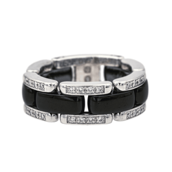 Bague Bandeau CHANEL "Ultra" en or blanc, céramique et diamants - Castafiore