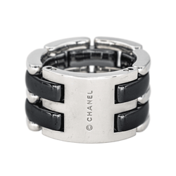Bague Bandeau CHANEL "Ultra" en or blanc et céramique - Castafiore