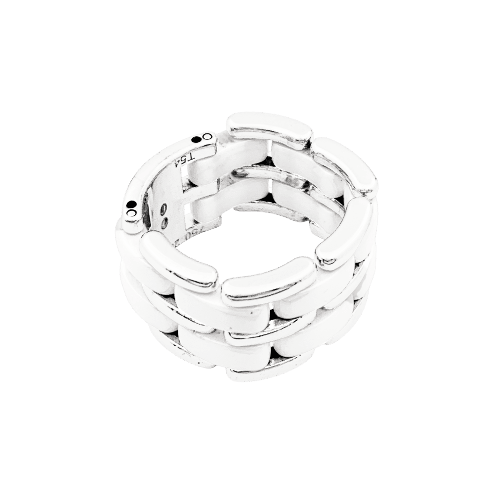 Bague Bandeau CHANEL "Ultra" en or blanc et céramique - Castafiore