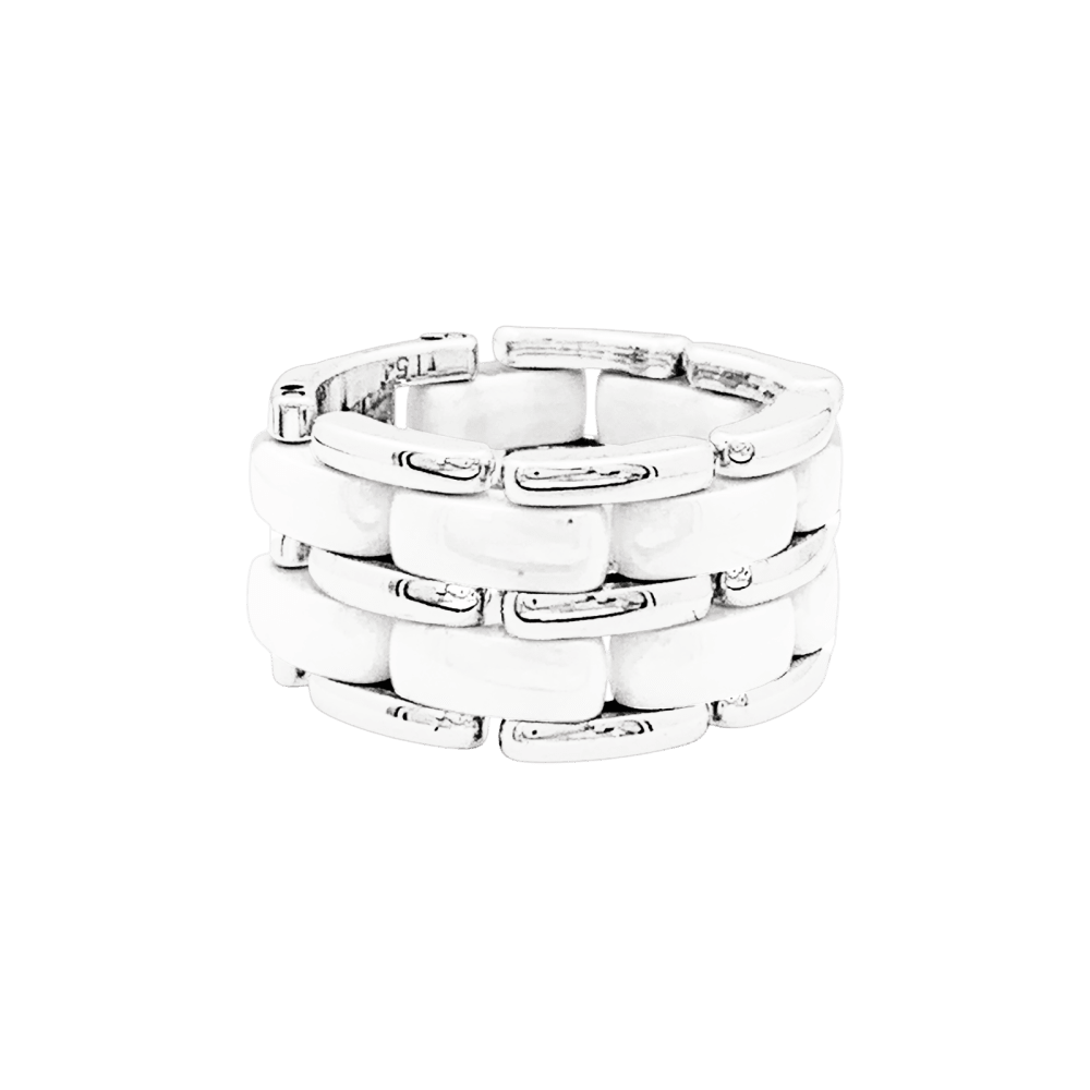Bague Bandeau CHANEL "Ultra" en or blanc et céramique - Castafiore