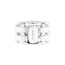 Bague Bandeau CHANEL "Ultra" en or blanc et céramique - Castafiore