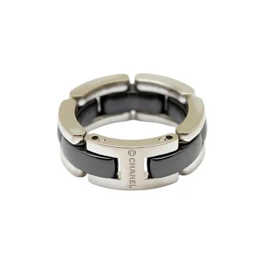 Bague Bandeau CHANEL "Ultra" en or blanc et céramique noire - Castafiore