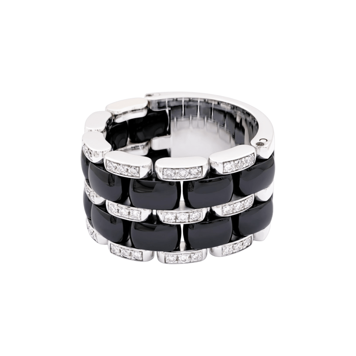 Bague Bandeau CHANEL "Ultra" GM en or blanc, céramique et diamants - Castafiore