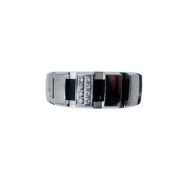 Bague Bandeau CHAUMET "Class One" en or blanc, diamants et caoutchouc - Castafiore