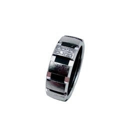 Bague Bandeau CHAUMET "Class One" en or blanc, diamants et caoutchouc - Castafiore