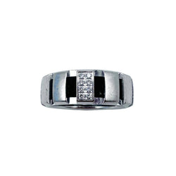 Bague Bandeau CHAUMET "Class One" en or blanc, diamants et caoutchouc - Castafiore