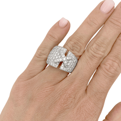 Bague Bandeau CHAUMET "Liens XL" en or blanc et diamants - Castafiore