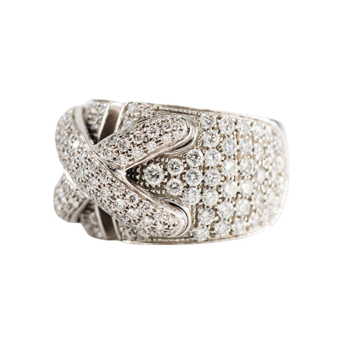 Bague Bandeau CHAUMET "Liens XL" en or blanc et diamants - Castafiore