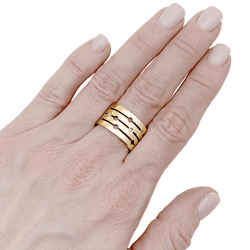 Bague Bandeau DINH VAN "Pulse" en or rose et diamants - Castafiore