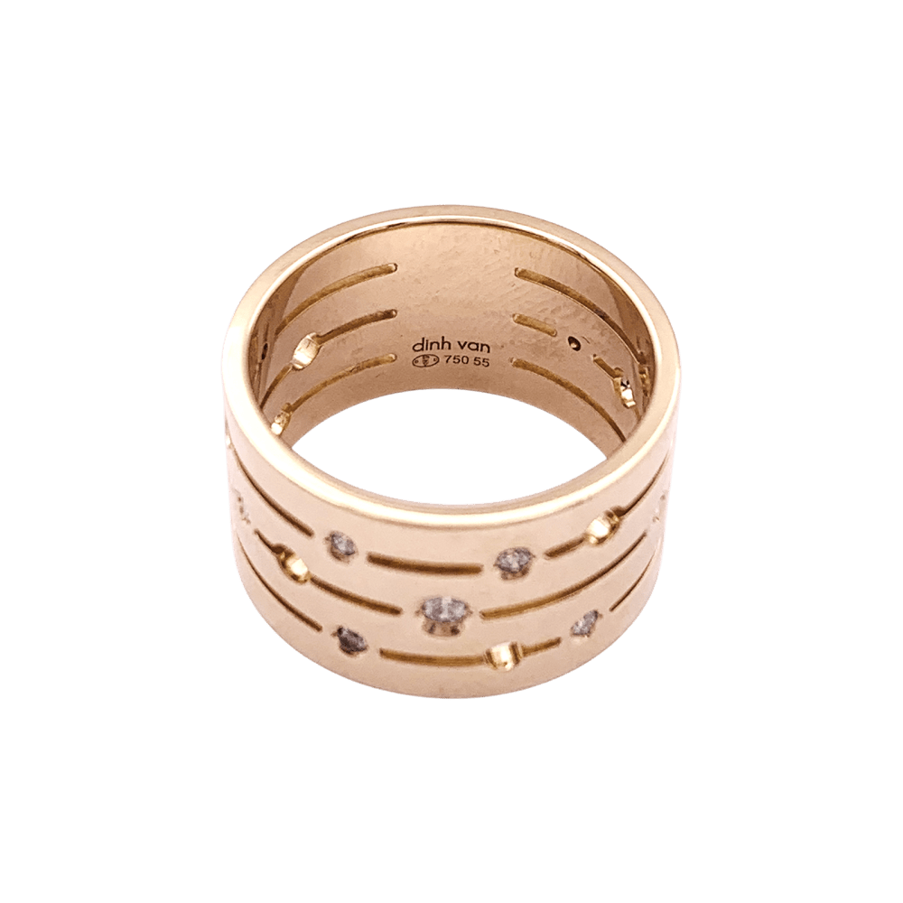 Bague Bandeau DINH VAN "Pulse" en or rose et diamants - Castafiore