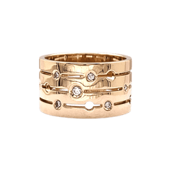 Bague Bandeau DINH VAN "Pulse" en or rose et diamants - Castafiore