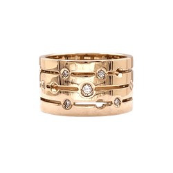 Bague Bandeau DINH VAN "Pulse" en or rose et diamants - Castafiore