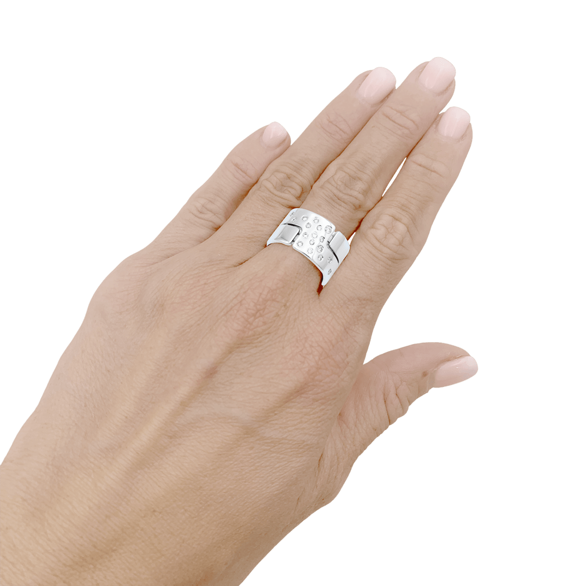Bague Bandeau DINH VAN "Seventies" GM en or blanc et diamants - Castafiore