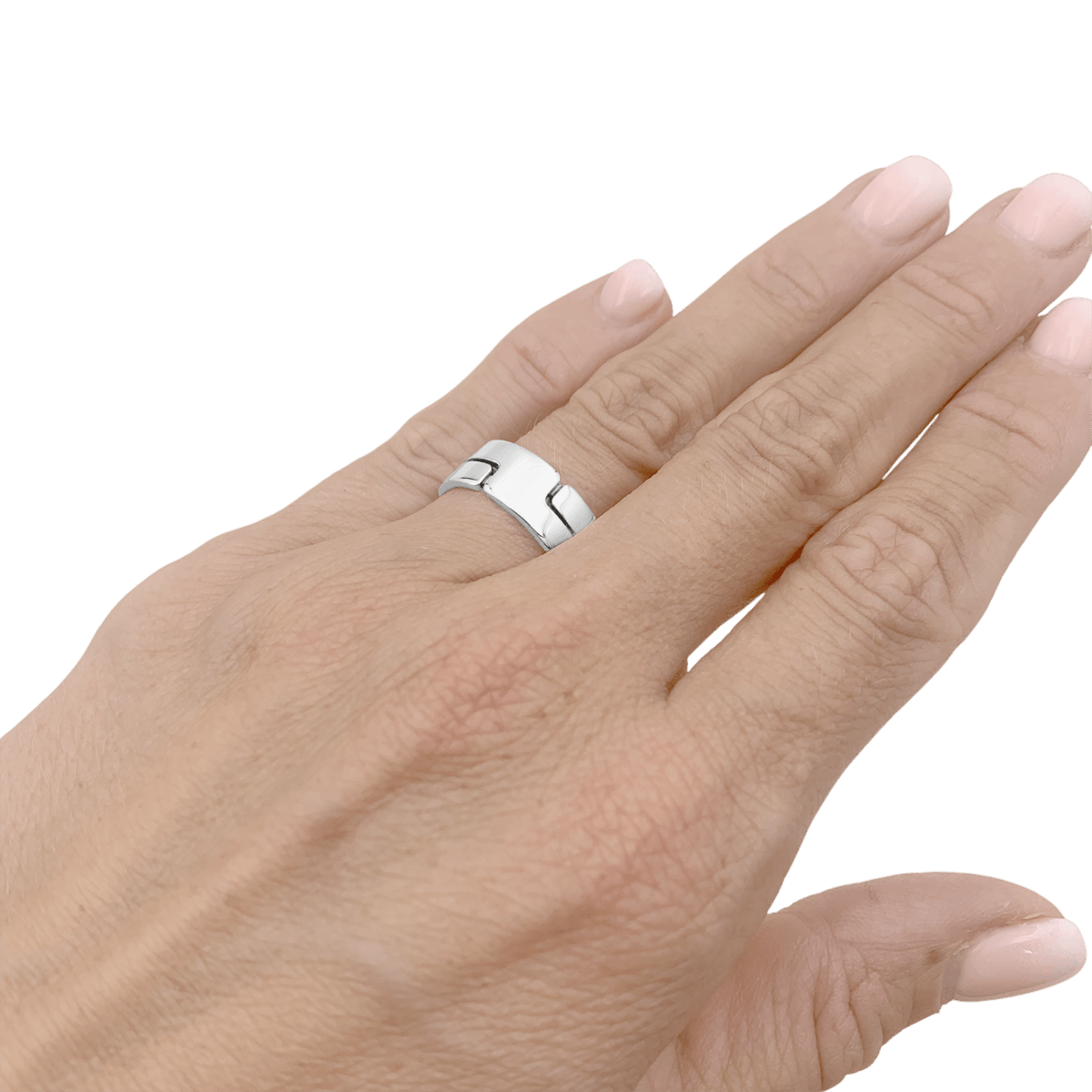 Bague Bandeau DINH VAN "Seventies" MM en or blanc - Castafiore