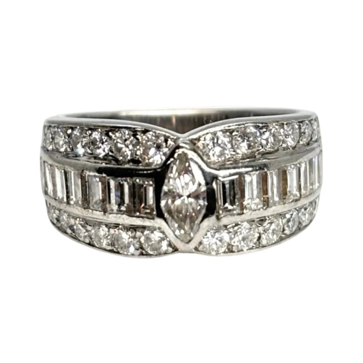 Bague Bandeau en or blanc et diamants - Castafiore