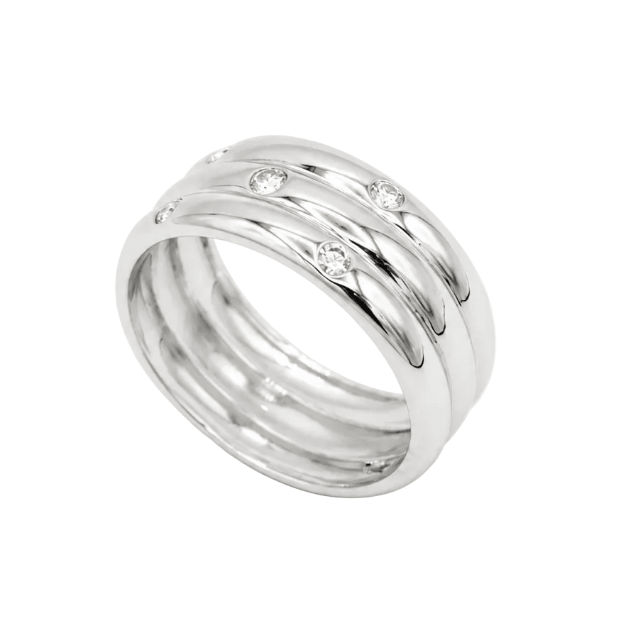 Bague Bandeau en or blanc et diamants - Castafiore