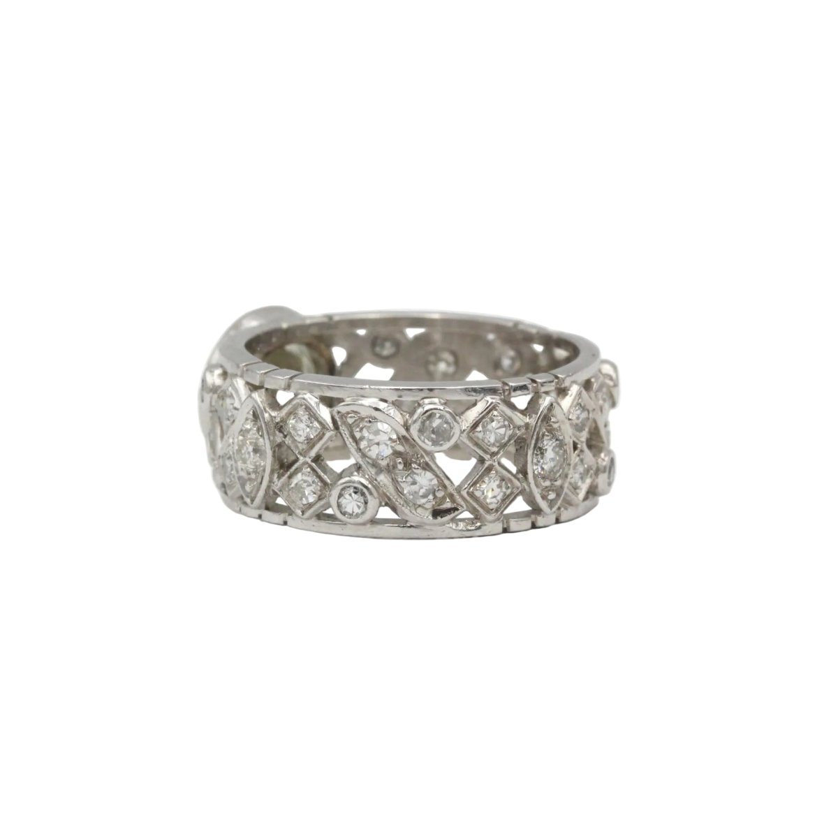 Bague Bandeau en or blanc et diamants - Castafiore