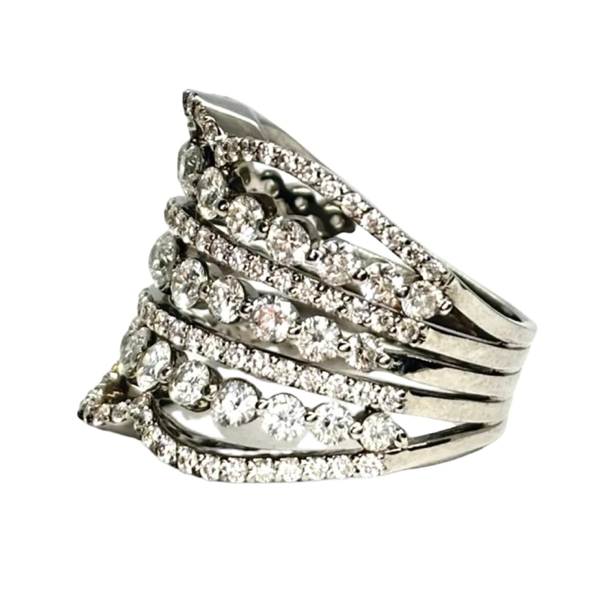 Bague Bandeau en or blanc et diamants - Castafiore