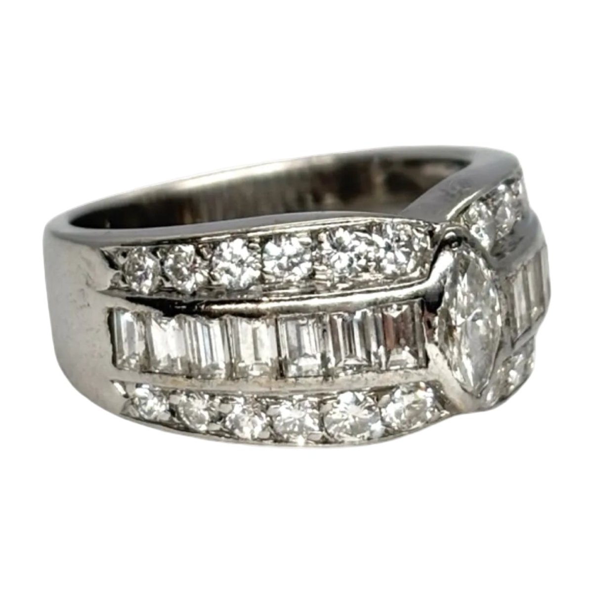 Bague Bandeau en or blanc et diamants - Castafiore