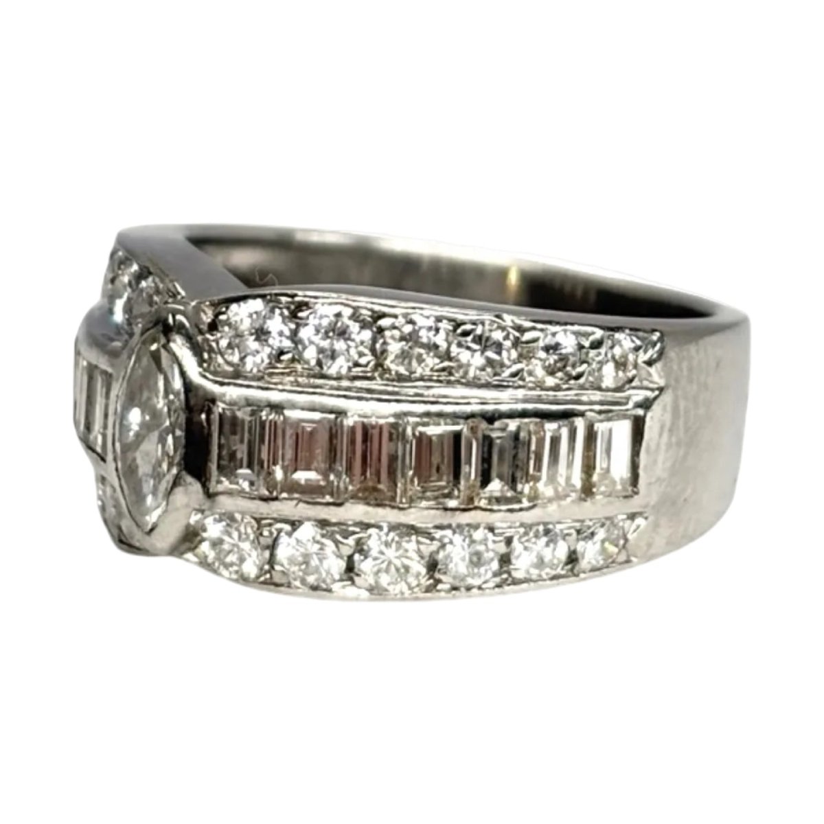 Bague Bandeau en or blanc et diamants - Castafiore