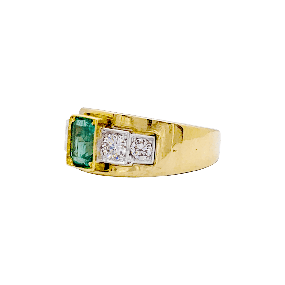 Bague Bandeau en or blanc, or jaune, émeraude et diamants - Castafiore