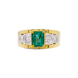 Bague Bandeau en or blanc, or jaune, émeraude et diamants - Castafiore