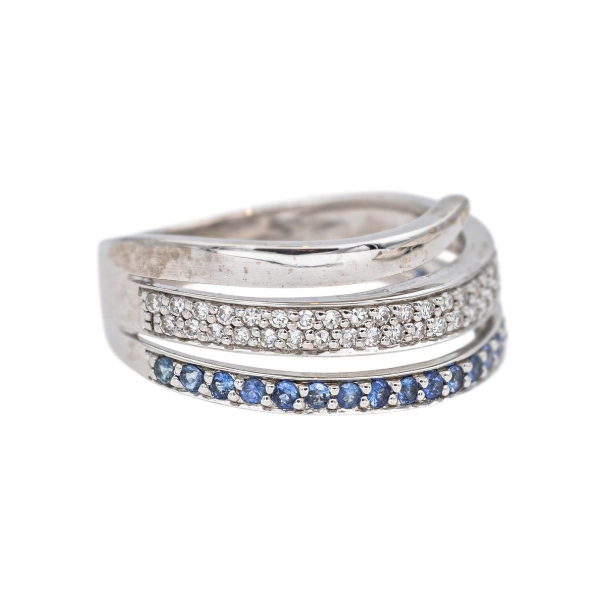 Bague Bandeau en or blanc, saphirs et diamants - Castafiore