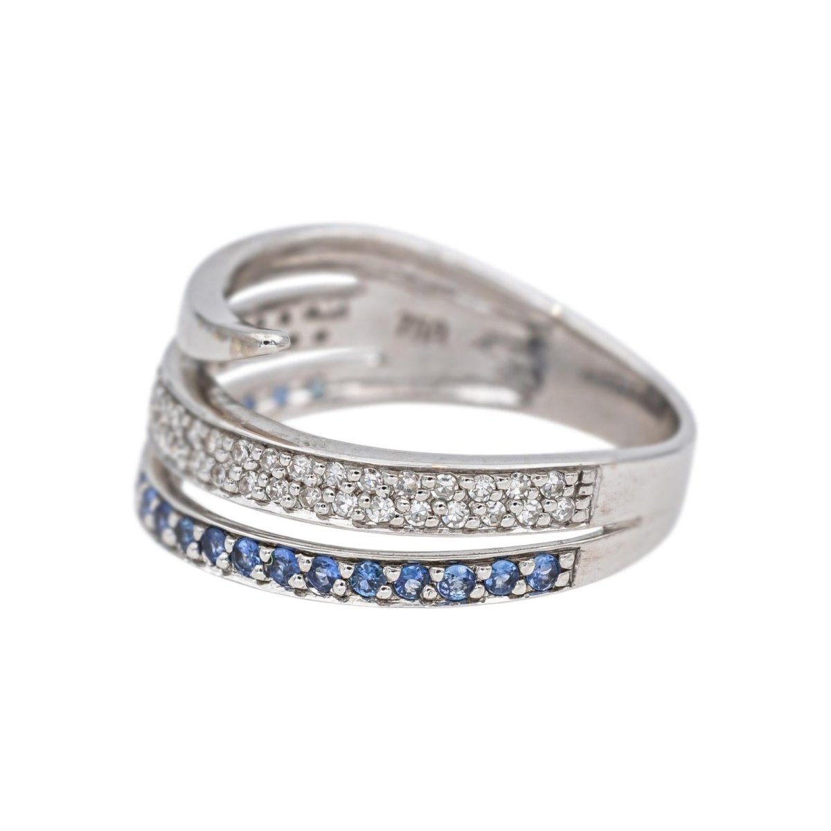 Bague Bandeau en or blanc, saphirs et diamants - Castafiore