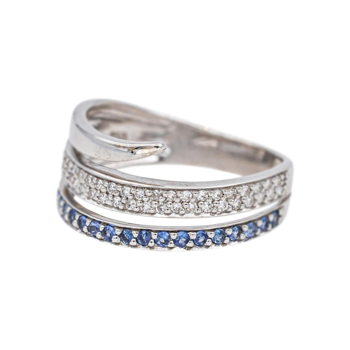 Bague Bandeau en or blanc, saphirs et diamants - Castafiore