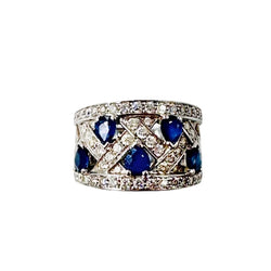 Bague Bandeau en or blanc, saphirs et diamants - Castafiore