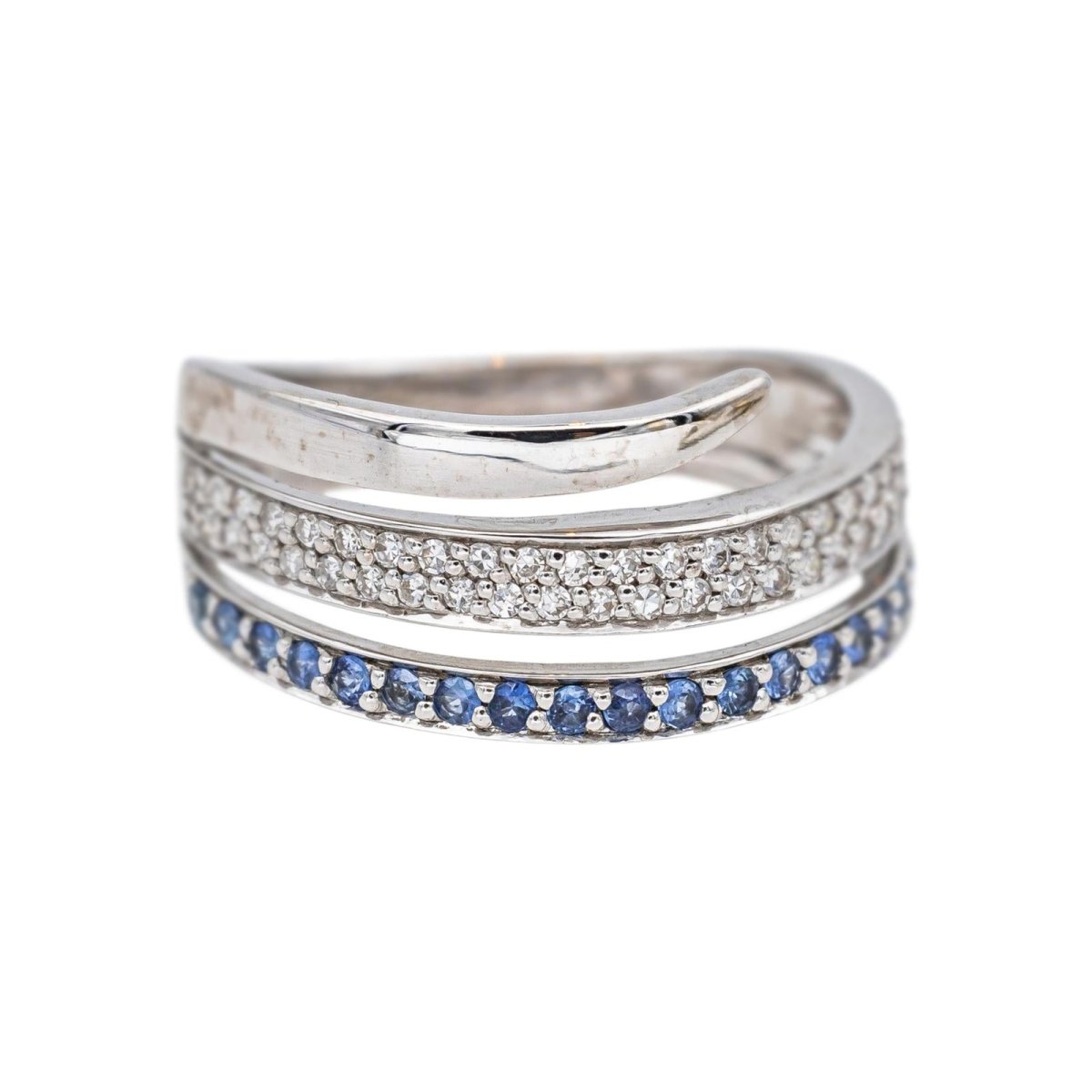 Bague Bandeau en or blanc, saphirs et diamants - Castafiore