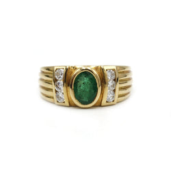 Bague Bandeau en or, émeraude et diamants - Castafiore