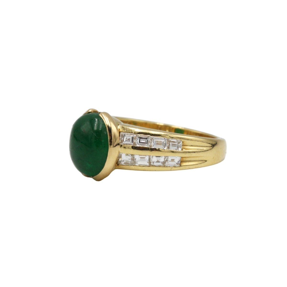 Bague Bandeau en or jaune, émeraude et diamants - Castafiore