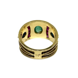 Bague Bandeau en or jaune, émeraude, rubis et saphirs - Castafiore