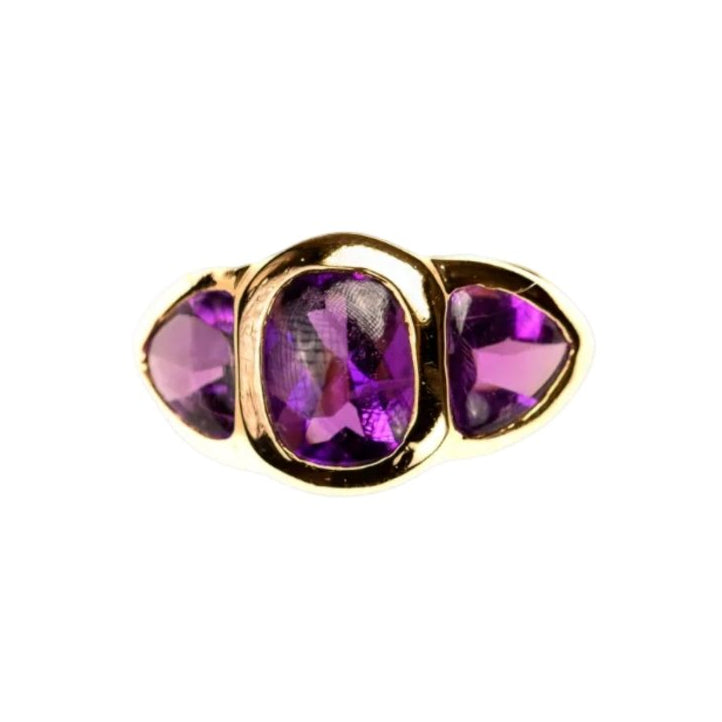 Bague Bandeau en or jaune et améthystes - Castafiore